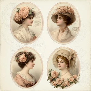 Victorian Mauve Rose Cameo Ladies – 4 Cards (Ornate Ovals)
Prin...