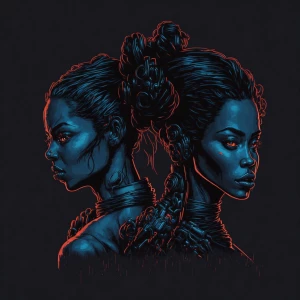 Black Culture Style 90's Era Female & Male animated Logo Black &...
