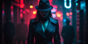 In a world of flickering neon lights and shadows, a mysterious f...