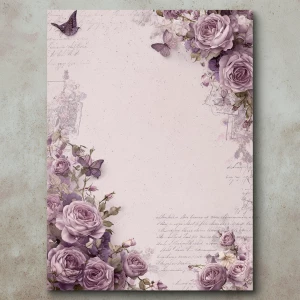 Victorian Mauve Rose Journal Page — Unlined (Butterflies & Flora...