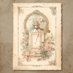 Print-ready junk journal page, A4 portrait full-bleed, 300 DPI....