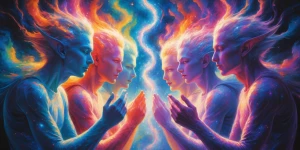 In a transcendent convergence of celestial energies, a group of...