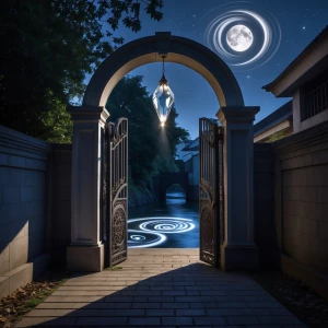 Moondrop Courtyard Gate

A silver-toned courtyard gate with a ha...