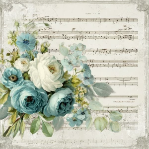 Print-ready shabby-chic collage page; A4 & US Letter full-bleed,...