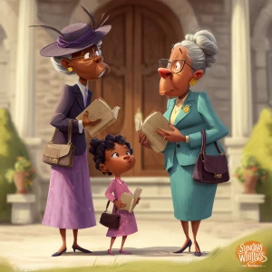 Title: "Sunday Whispers"

Description:
Two animated, older Black...