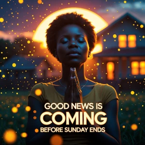 A vertical Christian prayer thumbnail, African woman praying pea...