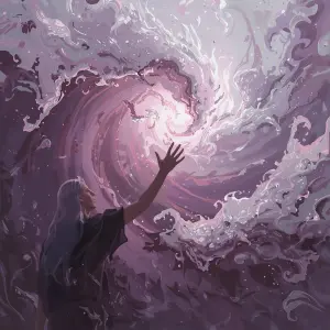 A shimmering wave of melancholic yearning, a radiant mauve-tinte...