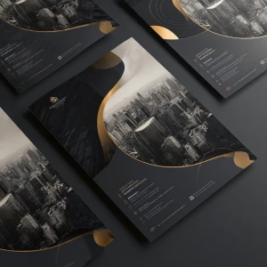 Create a modern corporate poster design featuring an elegant pro...