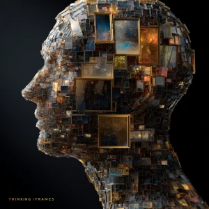“Thinking in Frames”
Visual: A futuristic head or AI shape fill...