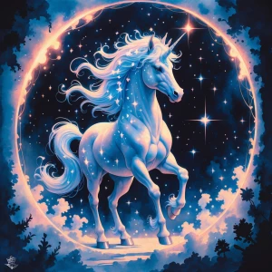 In the midst of an ethereal mist, a luminous holographic display...