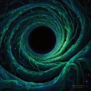 A mesmerizingly eerie wormhole navigator, shimmering with otherw...