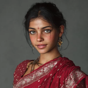 Generate a realistic image of a 21-year-old Indian woman wearing...
