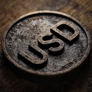 Generate a lifelike 3D image of a coin designed in a carton styl...