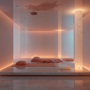 Bedroom 3 – Cloudmirror Chamber: A serene, weightless haven susp...