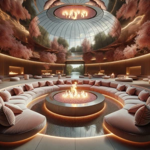 You are in the sunken lounge called The Roselight Pit, a sophist...