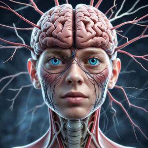 Show me a human nervous system brain and eyes no bones or flesh