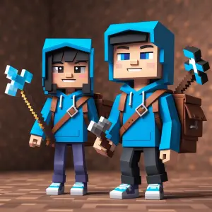 The image features two 3D-animated characters, a girl and a boy,...