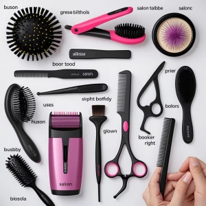 Vreate images of salon tools and label them with their uses
