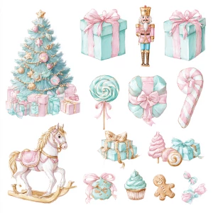 A collection of isolated watercolor illustrations inspired by a...