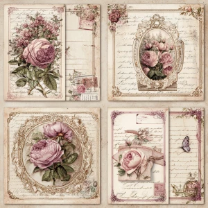 Victorian Mauve Rose Ephemera – 4 Cards (Antique Roses)
Print-r...