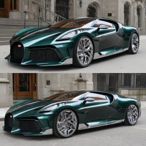 candy deep green marble metallic Bugatti w16 mistral with chrome...