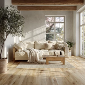 Create an ultra-realistic photo of a Scandinavian living room in...