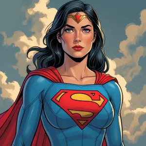 Female Clark Kent changing into superwoman