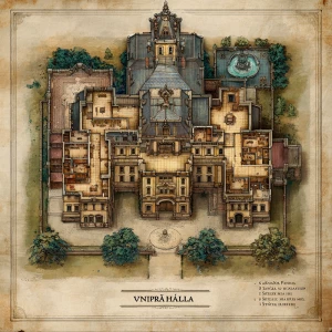 vygeneruj mi mapový diel "vstupná hala" v štvorcovom rozmere, kt...