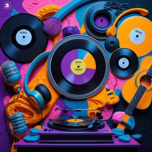 Create a vibrant image for the song generator app Sonic Sculptur...