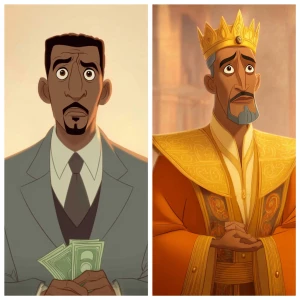 A split-screen comparison. On the left, a generic modern billion...