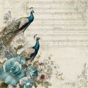 Print-ready shabby-chic collage page; A4 & US Letter full-bleed,...