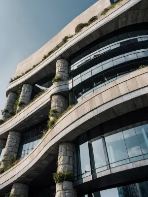 An image of a building 339 m high. The building is circular and...