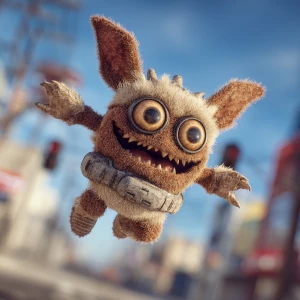 Stylized character  portrait of a mischievous designer toy creat...