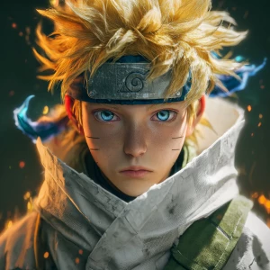 Ultra realistic anime portrait of a young male ninja, inspired b...