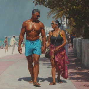 realism,oil painting.a muscular sweaty indian man, walking  with...