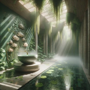 Bathroom 4 – The Verdant Shrine: Serene, plant-filled bathroom s...