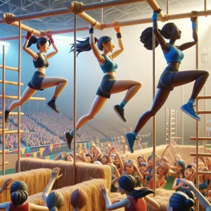 make a video of women going through obstacle course race and win...