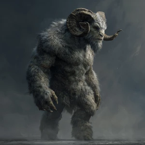 A powerful creature covered in thick fur, standing confidently w...