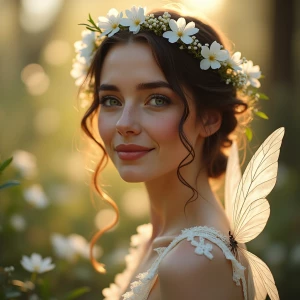 Create a stunning fantasy portrait of an adult male fae (25+), f...