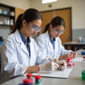 Proactive teens in classroom 9th grade lab