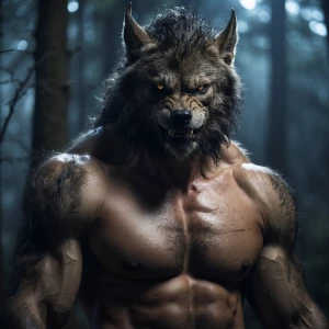 In the moonlit forest clearing,  a  lycan is been whatched while...