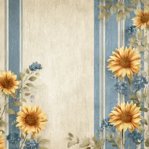 flat printable background paper, farmhouse-inspired sunflower de...