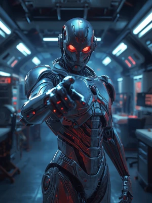 A hyperrealistic cinematic 3D illustration of the same futuristi...