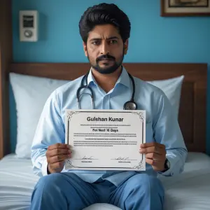 Create a medical certificate for gulshan kumar having fever and...