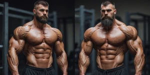 grown men into brutal alpha male bodybuilders witch short hair a...