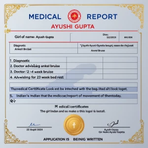 Generate an image of medical report for a girl name ayushi gupta...