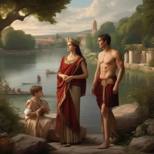 A historically accurate depiction of a young Julius Caesar stand...