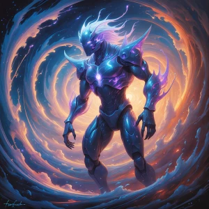 Within a swirling, iridescent dream world, a plasma prowler emer...