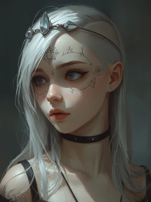 A breathtaking and aesthetic close-up fantasy portrait of a pale...