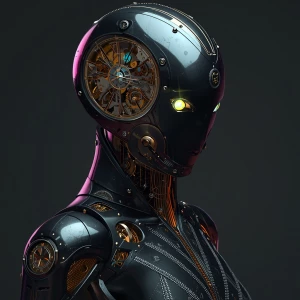 A chronologically displaced android with intricate clockwork mec...